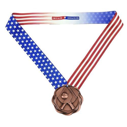 Decade Awards Medalla Pickleball Fusion, oro, plata o bronce, medalla de bola de pepinillo con cinta de estrellas y rayas, 7,6 cm de ancho
