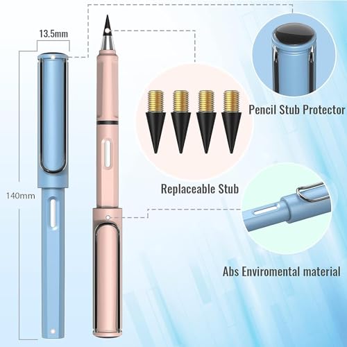Image of Everlasting Pencil - Infinite Inkless Magic with Eraser, Portable Reusable & Erasable Writing Pencil (4 Pcs, Multicolor)