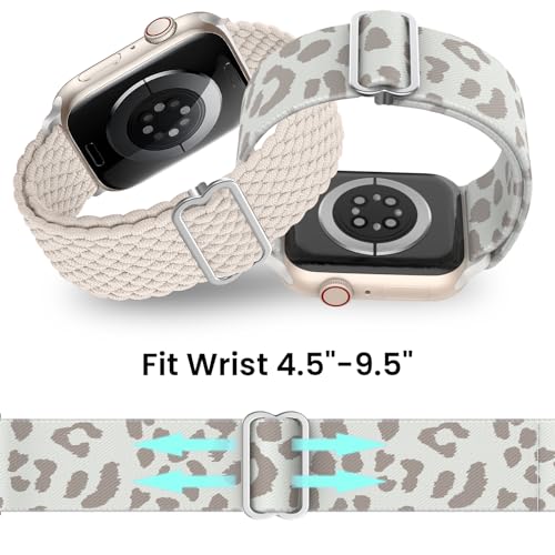 Image of Delidigi Stretchy Bands Compatible for Apple Watch Band Women 40mm 38mm 41mm 42mm 44mm 45mm 46mm 49mm, Nylon Braided Straps for iWatch Series 11 10 9 8 7 6 SE 5 4 3 Ultra 3 2 1