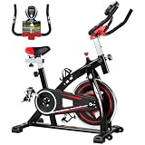 ISE Heimtrainer Fahrrad für zuhause mit LCD Display,Ergometer Fahrrad mit 8kg Schwungrad,Indoor Bike Fitnessbike Heimtrainer mit flüsterleise Riemenantrieb,Stationäres Fitnessbike für Zuhause