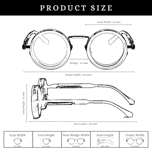 Image of 4Flaunt Spyn ND9 Adjustable Round Sunglasses with ND Filter - Stainless Steel Frame, Gojo Inspired Design, Polarized TAC Lenses & UV400 Protection
