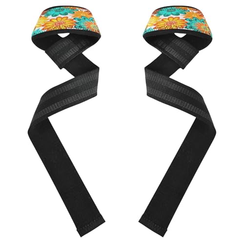 STAYTOP Cute Colorful Flowers Wrist Straps for Weightlifting,Lifting Straps with Neoprene Cushioned Wrist Padded and Anti-Skid Silicone for Strength Training,Bodybuilding,Deadlifting