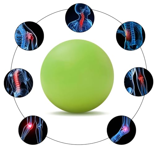 Image of WOVTE Massage Lacrosse Ball for Sore Muscles, Shoulders, Neck, Back, Foot, Body, Deep Tissue, Trigger Point, Muscle Knots, Yoga and Myofascial Release (Green)