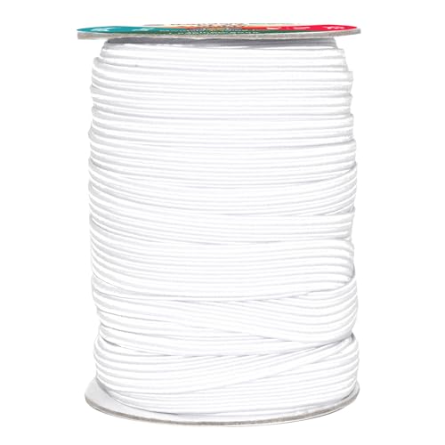 Mandala Crafts 12mm 20 Yds Roll of White Elastic Bands for Sewing - 1/2 Flat Elastics Cord - 1 2 Inch Braided Stretch Straps for Crafting