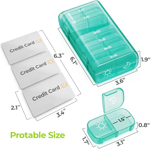 Image of AUVON Weekly Pill Organizer 2 Times a Day, One-Sided Opening, Easy to Use