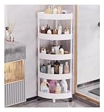 Scaffale angolare a 5 ripiani, in plastica bianca, per soggiorno, bagno, cucina, salvaspazio, design moderno, facile da montare