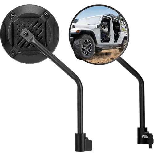 JOYTUTUS Mirrors Doors Off Compatible with 2007-2026 Wrangler JK JKU JL JLU Gladiator JT Easier Install Door Hinge 6 Inch Mirror Broad vision No Vibrate & Wobble