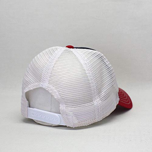 The Vintage Year Washed Cotton Low Profile Mesh Adjustable Trucker Baseball Cap (Red/Navy/White) #TOP4