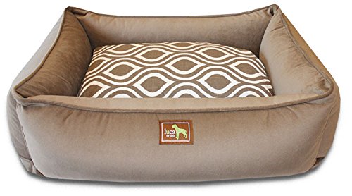 Luca For Dogs Lounge Dog Bed w/Easy-Wash Cover, Large 34"x26"x10", Coco-Flicker Brown