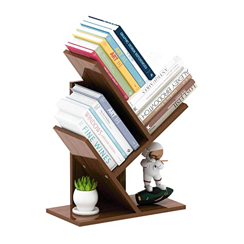 Zrwd Tree Bookshelf, 3-Tier Book Storage Organizer Shelves Floor Standing Bookcase, Wood Storage Rack For Office Home School Shelf Display For Cd/Magazine（Dark Walnut ） #TOP12