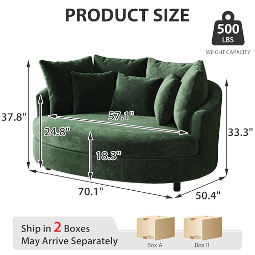 Sillón Barrel Grande Chenille Verde Menta miniatura 2