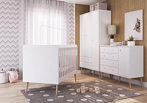 ROUPEIRO RETRÔ 02 GAVETAS 03 PORTAS PÉS PALITO BRANCO