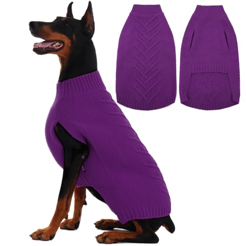 IECOii Dog Sweaters for Large Dogs,XXL Dog Sweater Warm Pullover Vest for Winter,Knitted Dog Sweater Large Size Dog Sweatshirt for Extra Large Dogs boy Girl,Golden Retriever,Pitbull,Purple-2