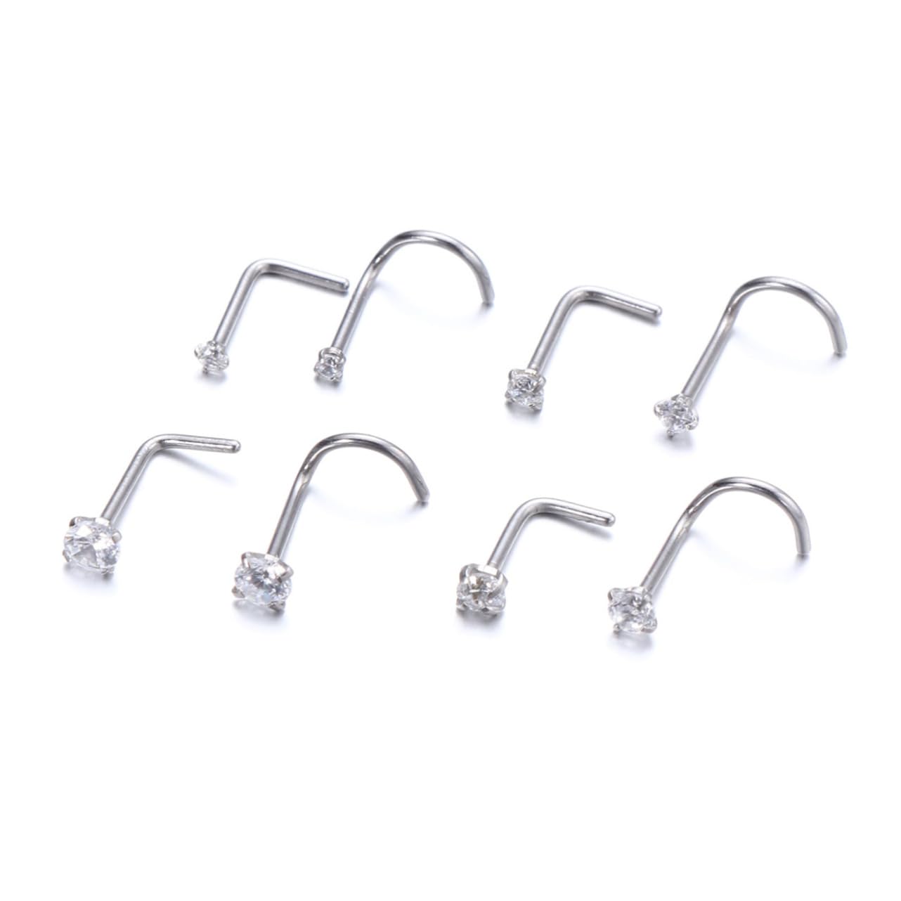 Holibanna Fashionable Nose Rings Anti- Stainless Steel Studs Rhinestones for Occasions