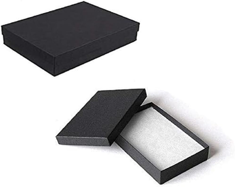 10 Pack Cotton Filled Matte Black Color Jewelry Gift and Retail Boxes 5.25 X 3.75 X 1 Inch Size by R J Displays