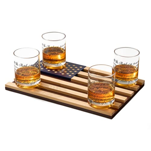 Whiskey Glasses – United States Constitution - Wood American Flag