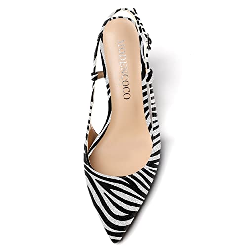 MODENCOCO Women's Pointed Toe Cut Out Slingback Patent Stiletto High Heel Pumps Evening Dress Shoes 3.5 Inch3