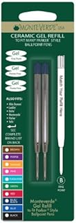 Monteverde Broad Point Capless Ceramic Gel Refill for Parker Ballpoint Pens - Blue (Pack of 2)