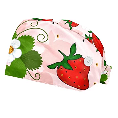 Chapeaux de travail fleurs fraise contre la transpiration, casquette unisexe ajustable