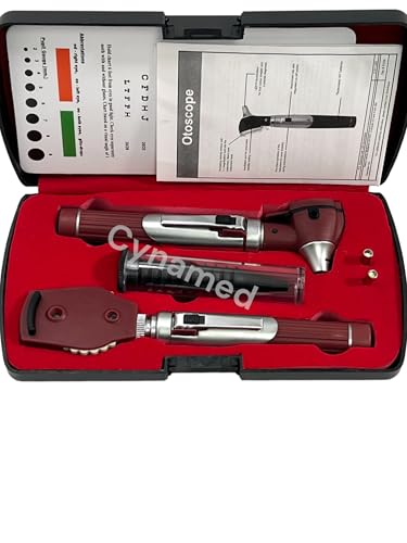 Premium Double Handle Otoscope Set -Otoscope/Great for School -Cynamed (BURGUNDY) - Thumbnail 4