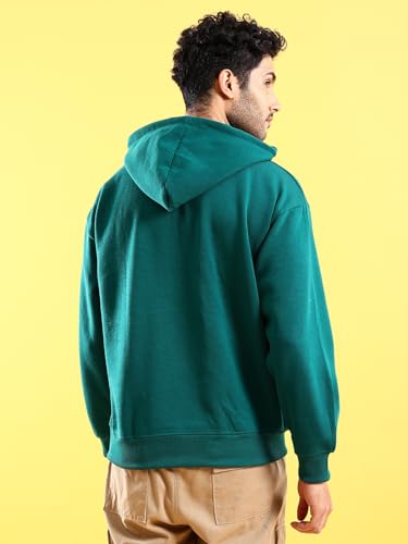 Image of The Indian Garage Co Men Regular Fit Solid Overhead Hooded Sweatshirt