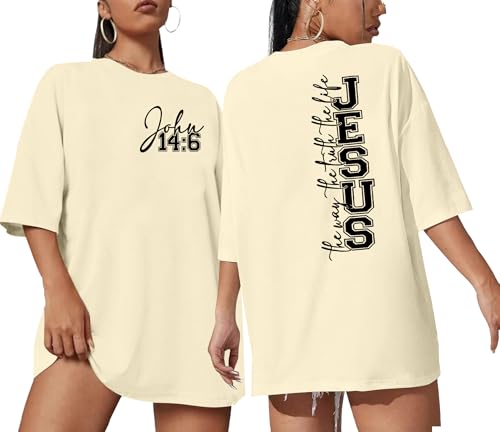 Christian Shirts Women Oversized: Jesus Shirt Bible Verse Graphic Tshirts Church Short Sleeve Tee Tops