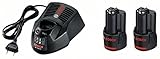 Caja de cartón Bosch Professional GBA 12 V 2,5Ah+ GAL 1230 - Cargador + batería de litio (2 baterías x 2.5 Ah, 10,8V / 12 V)