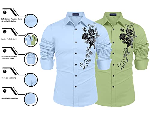 Image of Zombom Men's Regular Fit Cotton Blend Printed Full Sleeve Casual Shirts