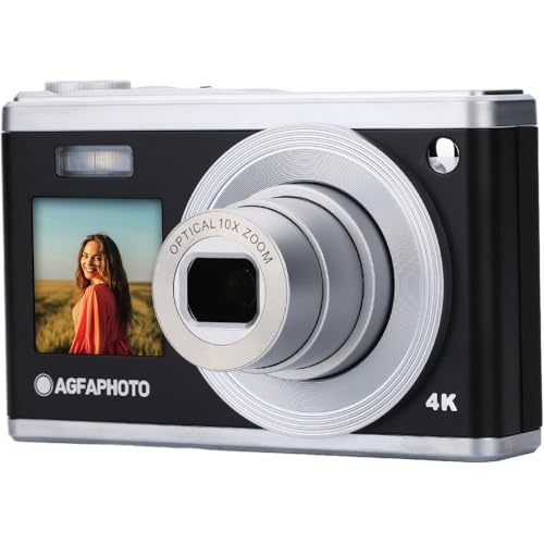 AGFA PHOTO Realishot DC9200 - Fotocamera Digitale Compatta, 24 MP, Video 4K, Zoom Ottico 10x, Schermo Doppio 2,8' + 1,54', Sensore CMOS, Stabilizzazione Immagine, Batteria al Litio - Nero
