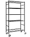 Sakugi Storage Shelves Organizer - 5 Tier Metal Shelf Organizer with Metal Wheels and Adjustable Leveling Feet, Heavy Duty Garage Shelving for Kitchen, Pantry and Closet, 33.1"x12.6"x73.5", Black