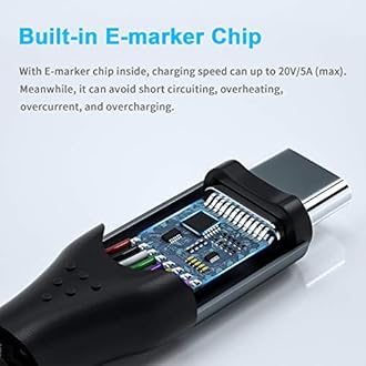 Fasgear USB C to USB C Cable 3ft, 10Gbps USB 3.1 Gen 2 Cord 5A Fast Charger with 4K Video and 100W Power Delivery (PD) Thunderbolt Compatible for MacBook,Matebook,Pixelbook,iPad,Galaxy Note 10, Black