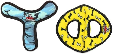 TUFFY- Worlds Tuffest Soft Dog Toy-Ultimate 3Way Ring & Boomerang- Combo Pack -Squeakers - Made Durable, Strong & Tough. Interactive Play Tug, Toss & Fetch. Machine Washable & Floats