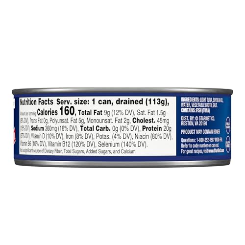 Image of StarKist Chunk Light Tuna in Oil (5 oz - 48 Pack) Wild Caught Canned Tuna, 20g Protein per Can, Shelf Stable Seafood, Gluten Free, Great for Salads and Sandwiches