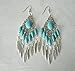 Turquoise Feather Earrings, handmade jewelry southwestern southwest country western cowgirl boho bohemian