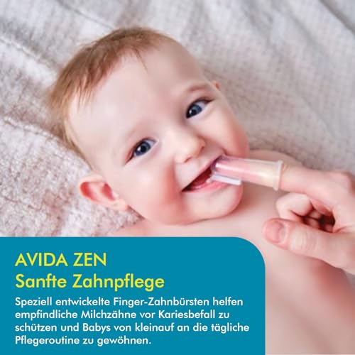O³ Fingerzahnbürste Baby, 6 Stück mit Transportboxen, Mundpflege Bürste aus BPA-freiem Silikon, Finger Toothbrush, Zahnpflege Fingerling ab 6 Monaten, Babyzahnbürste zur Reinigung und Massage