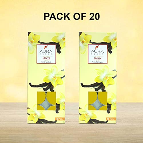 Image of AuraDecor Scented Tealight Candles, Pure Wax 20 Pcs (Vanilla)