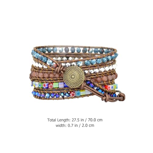 Bracelet montre connectée boho en cuir véritable et cristaux - 2