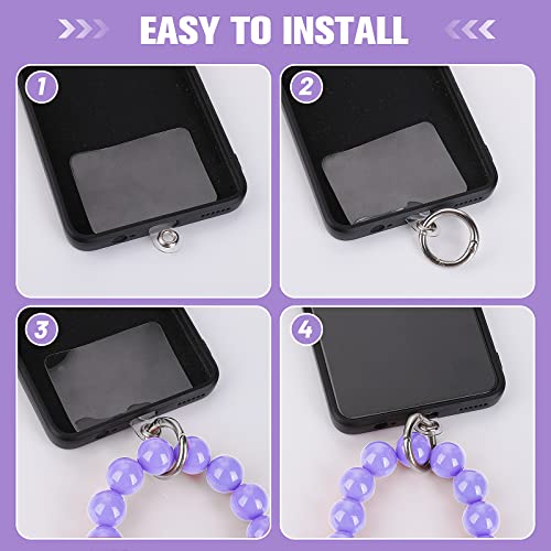 Cobee Beaded Phone Lanyard - Hand-Free Wrist Cell Phone Straps With 2 Pcs Transparent Phone Patches Detachable Handmade Natural Stone Kawaii Beaded Phone Charm Bracelet Keychains For Women(Purple) #TOP5