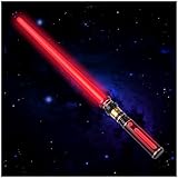 PremToytics Light Up LED Saber, Light Swords with FX Sound and Realistic Handle, Blue Red Green Yellow, Expandable Sabre for Halloween Dress Up Parties Birthday Christmas Galaxy War Fighters (red)