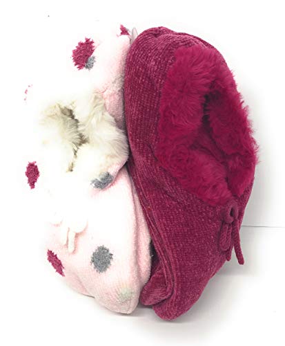 Cuddl Dud Women's Chenille Ballet Flat 2-Pack Slipper Socks Pink/Magenta One Size 4-10