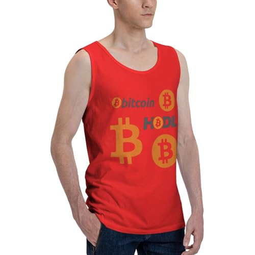 Bitcoin Logo HODL BTC Crypto Cryptocurrency Men's Tank Top Shirt Cotton Waistcoat Cool Bodybuilding T-Shirts - Image 3