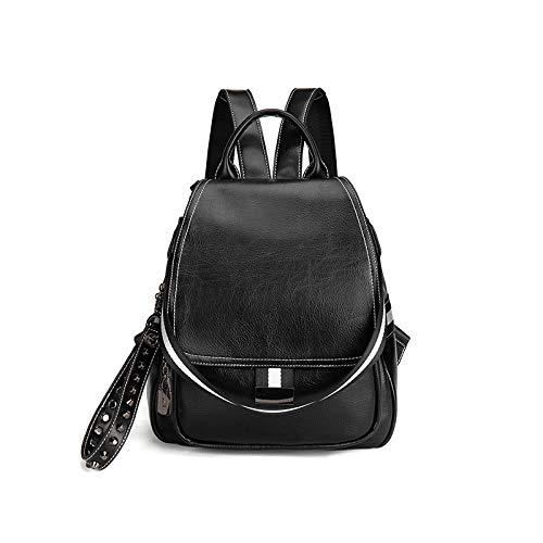 AMNVBD: Bolso de hombro de piel para mujer 2020  Cuero vacuno engrasado  negro  30X26X10CM