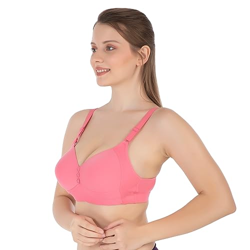 Image of Tweens Lite Wite - Minimiser Medium Padded Cotton Lycra Bra (Plus Size) - Triple Hook - Full Coverage - Wirefree - Seamless T-Shirt Bra