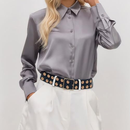 Fashion Women Wide Faux Leather Punk Circle Studded Waist Belt Ladies with Pin Buckle3