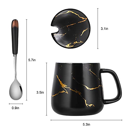Regalos para mujeres, Regalos de cumpleaños para mujeres, Taza de café de cerámica jaspeada con tapa, Taza de café de cerámica y cuchara, Navidad, San Valentín, Día de la Madre, 12 oz/350 ml - Imagen 6