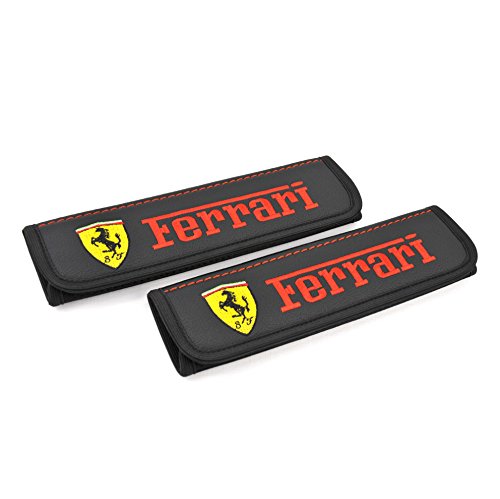 Ferrari seat Belt Covers Pads Shoulder for Adults Black Seatbelt Cover pad with Embroidered Ferrari Emblem Interior Accessories 2 pcs