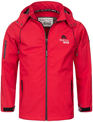 Arctic Seven Mäns designer softshell funktion utomhus regnjacka sport AS087, röd, 4XL