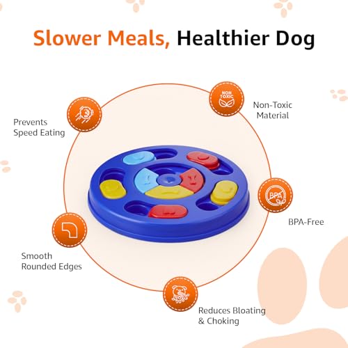 Image of Amazon Basics Interactive Pet Puzzle Toy | Treat Dispensing Slow Feeder | Non-Slip Base | for Dogs, Puppies, Cats & Kittens | Non-Toxic & Safe | Multicolour
