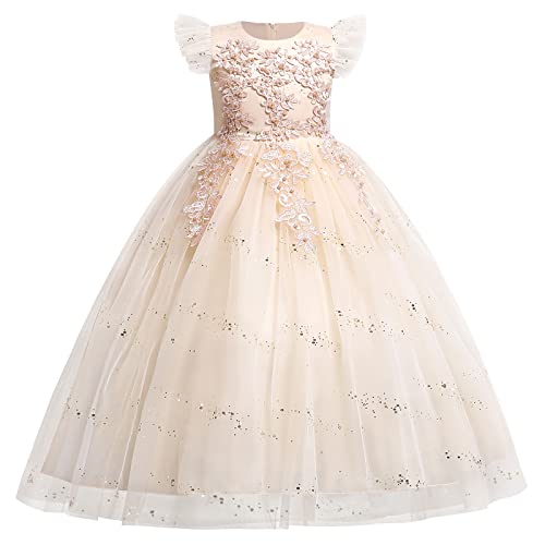 IBTOM CASTLE Girls Long Communion Princess Dresses Flower Pageant Party Wedding Floor Length Dance Evening Gowns