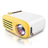 Mini Projector, LoongSon Outdoor Video Movie Projector,Support 1080P,LED LCD Projector for Children Present,Home Theater Projector,Support TF Card/HDMI/Smartphone/PC/Laptop/USB for Movie Games(Yellow)